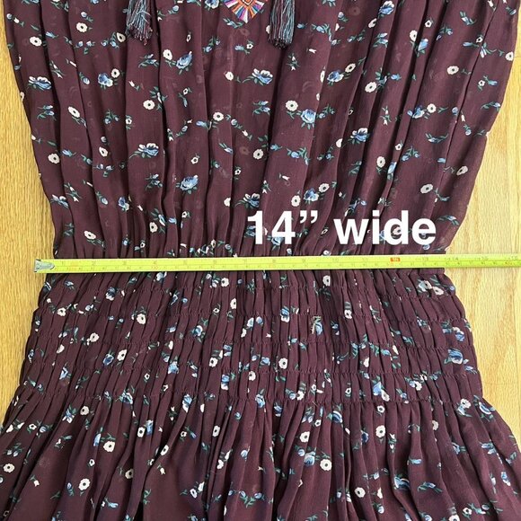 ULLA JOHNSON Gita Floral Georgette Mini Dress Bordeaux burgundy dress size 6 - Picture 6 of 8